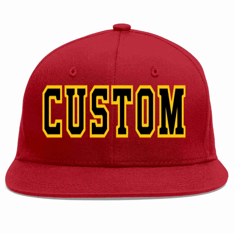 Custom Logo Baseball Cap-Custom Red Black-Gold Casual Sport Baseball Cap