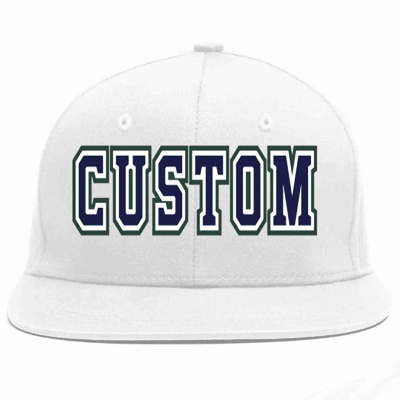 Athletic Baseball Cap-Custom White Navy-White Casual Sport Baseball Cap