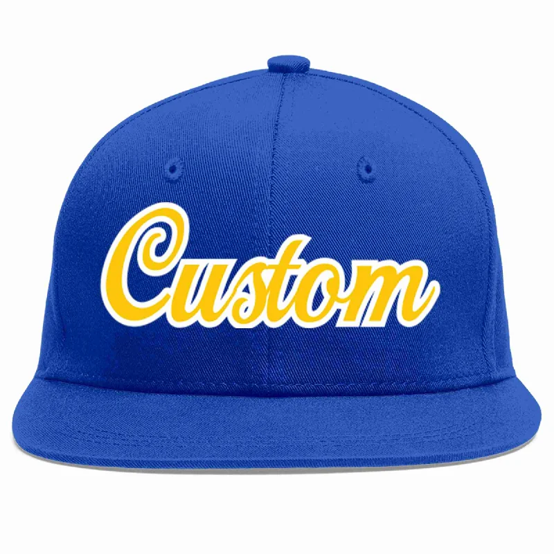 Statement Baseball Cap-Custom Royal Gold-White Casual Sport Baseball Cap