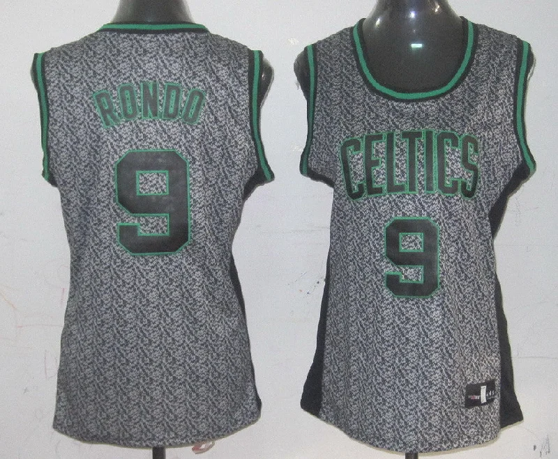 Urban Style Basketball Jersey-Celtics 9 Rondo Grey Gride Women Basketball Jersey