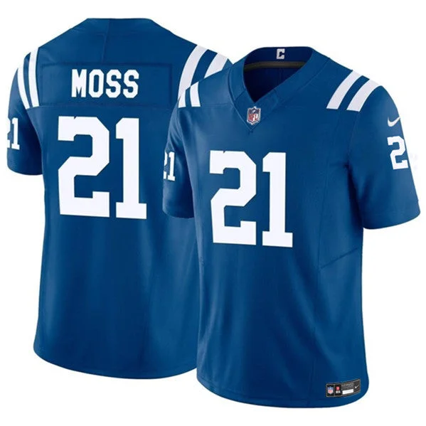 Memorial Soccer Jersey-Men's Indianapolis #21 Zack Moss Blue 2023 F.U.S.E. Untouchable Limited Football Stitched Jersey