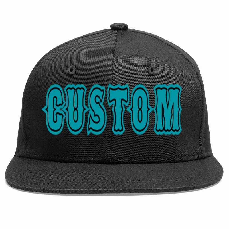 Tactical Baseball Cap-Custom Black Aqua-Black Casual Sport Baseball Cap