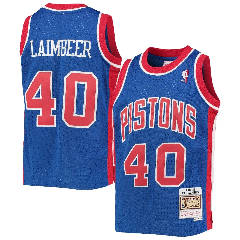 Cooling Basketball Jersey-Bill Laimbeer Detroit Pistons Youth 1988/89 Hardwood Classics Swingman Basketball Jersey - Blue