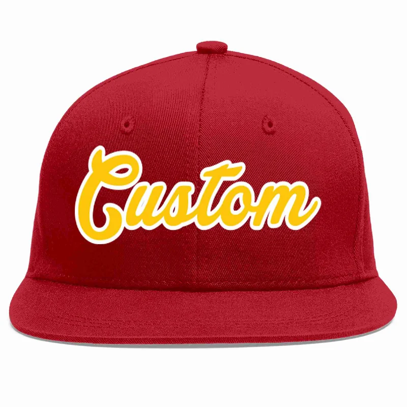 Warm Lined Baseball Cap-Custom Red Gold-White Casual Sport Baseball Cap