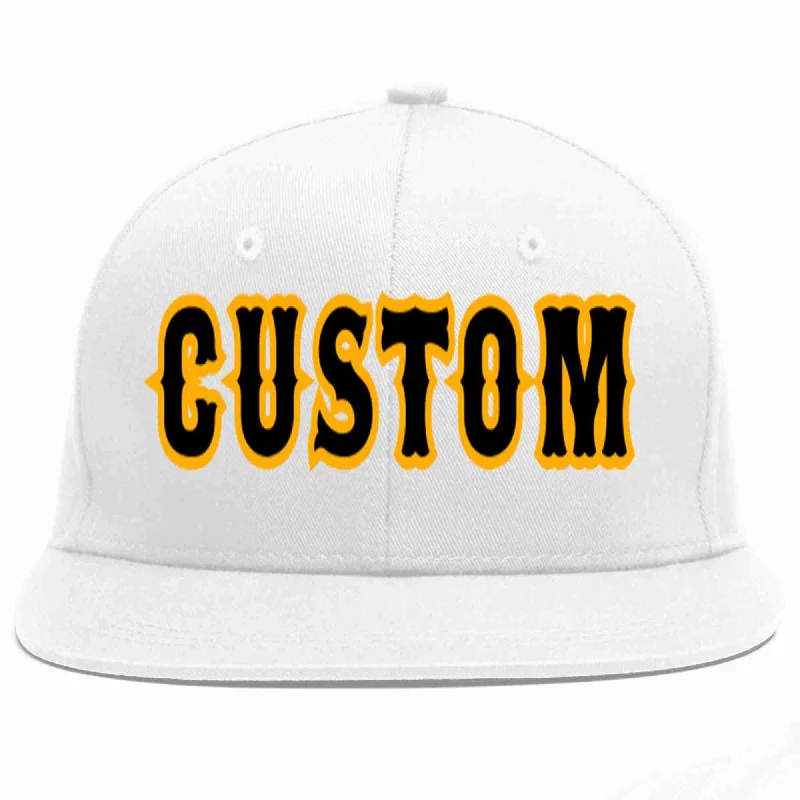 Baseball Cap with Ear Flaps-Custom White Black-Yellow Casual Sport Baseball Cap