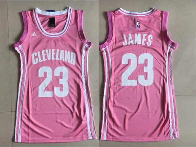 Yellow Basketball Jersey-Cavaliers 23 LeBron James Pink Women Swingman Basketball Jersey