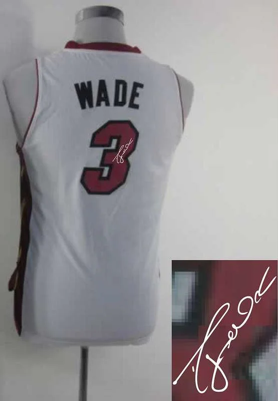 Quick-Dry Basketball Jersey-Heat 3 Wade White Signature Edition Women Basketball Jerseys