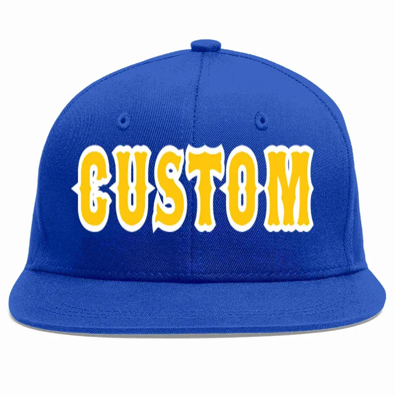 Football Team Baseball Cap-Custom Royal Gold-White Casual Sport Baseball Cap