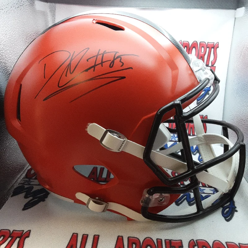 Junior Football Helmet-David Njoku Replica Signed Autographed Full-size Replica Helmet JSA