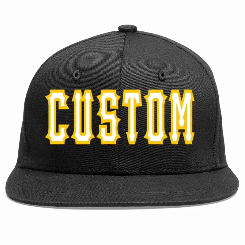 Limited Edition Baseball Cap-Custom Black White-Gold Casual Sport Baseball Cap