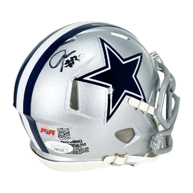 Yellow Football Helmet-Juanyeh Thomas Signed Dallas Cowboys Speed Mini Football Helmet (JSA)