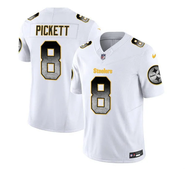 Whiteout Soccer Jersey-Men's Pittsburgh Steelers #8 Kenny Pickett White 2023 F.U.S.E. Untouchable Limited Football Stitched Jersey