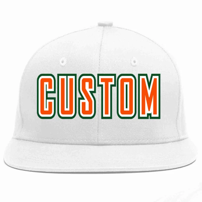 Neon Baseball Cap-Custom White Orange-White Casual Sport Baseball Cap