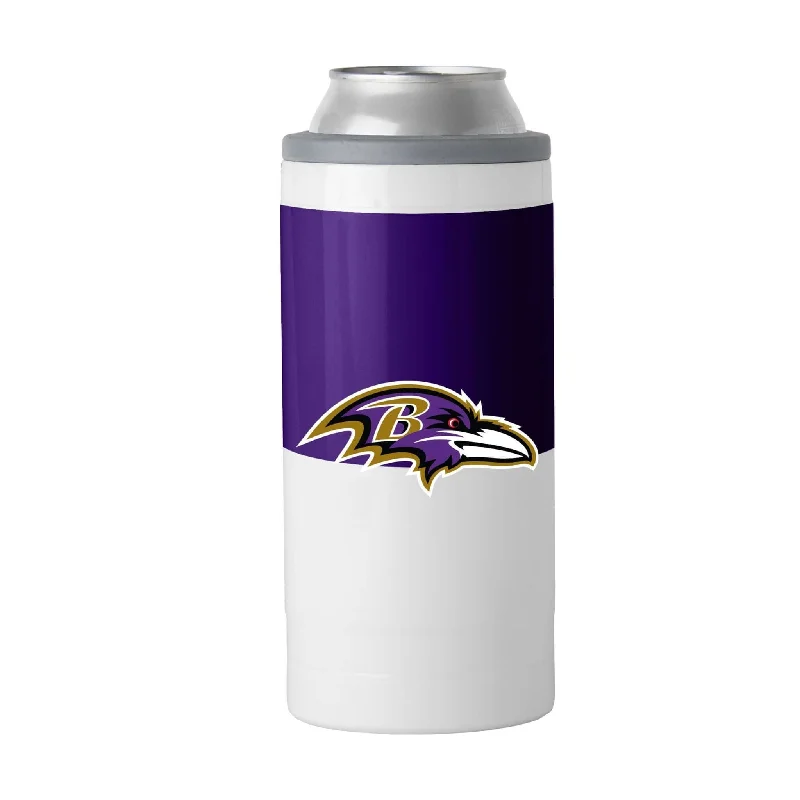 Silver Team Mug-Baltimore Ravens Colorblock 12oz Slim Can Coolie