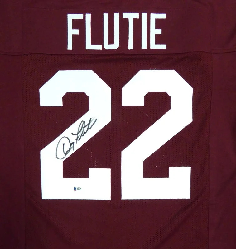 Urban Style Football Helmet-Boston College Eagles Doug Flutie Autographed Red Jersey Beckett BAS Stock #119725