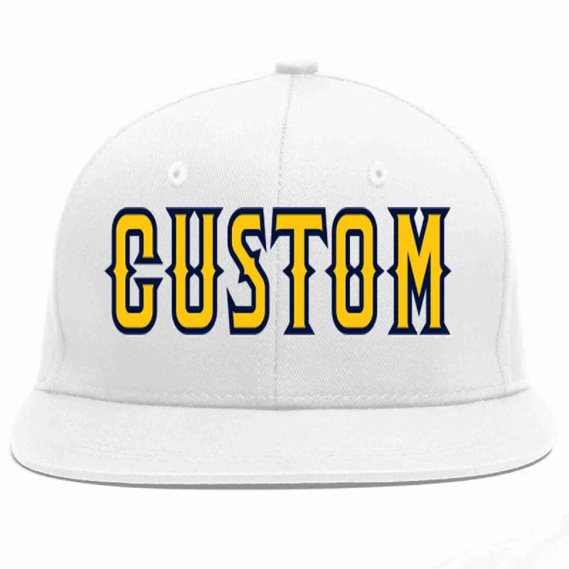 Cooling Baseball Cap-Custom White Gold-Navy Casual Sport Baseball Cap