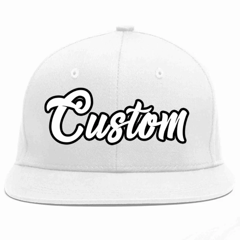 Contrast Stitch Baseball Cap-Custom White White-Black Casual Sport Baseball Cap