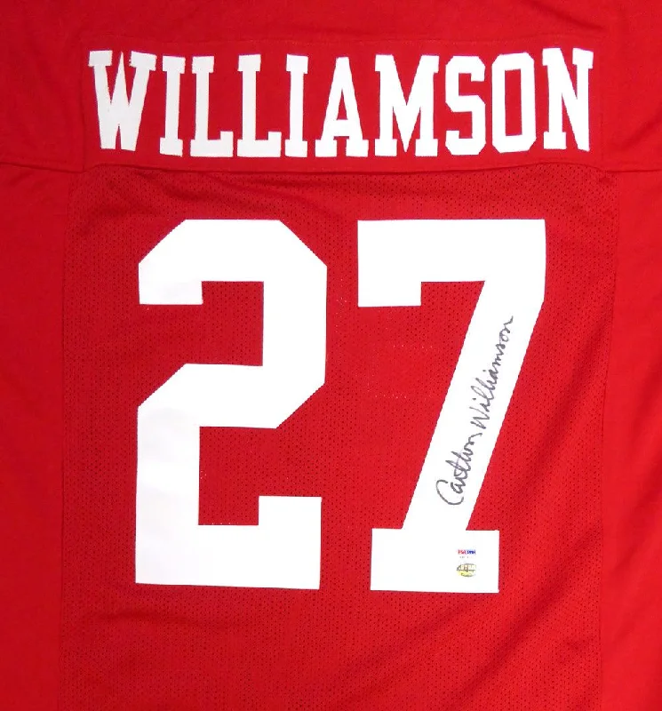 Performance Football Helmet-San Francisco 49ers Carlton Williamson Autographed Red Jersey PSA/DNA Stock #104814