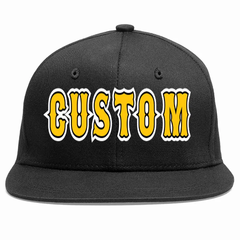 Lightweight Baseball Cap-Custom Black Gold-Black Casual Sport Baseball Cap