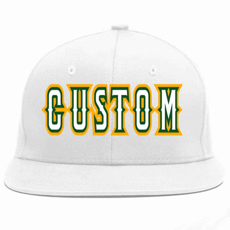 Hiking Baseball Cap-Custom White White-Kelly Green Casual Sport Baseball Cap