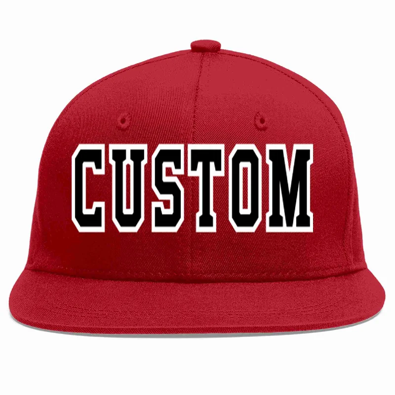 Beach Baseball Cap-Custom Red Black-White Casual Sport Baseball Cap