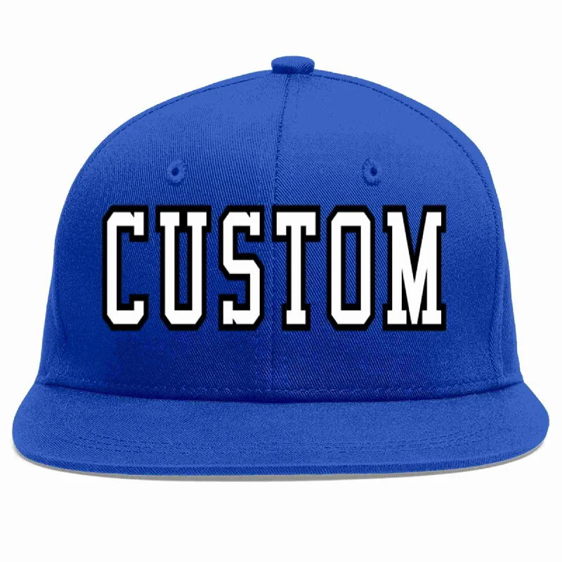 Cartoon Baseball Cap-Custom Royal White-Black Casual Sport Baseball Cap