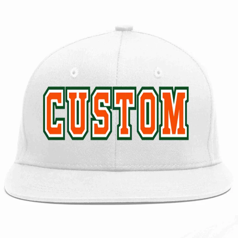 Monochrome Baseball Cap-Custom White Orange-White Casual Sport Baseball Cap