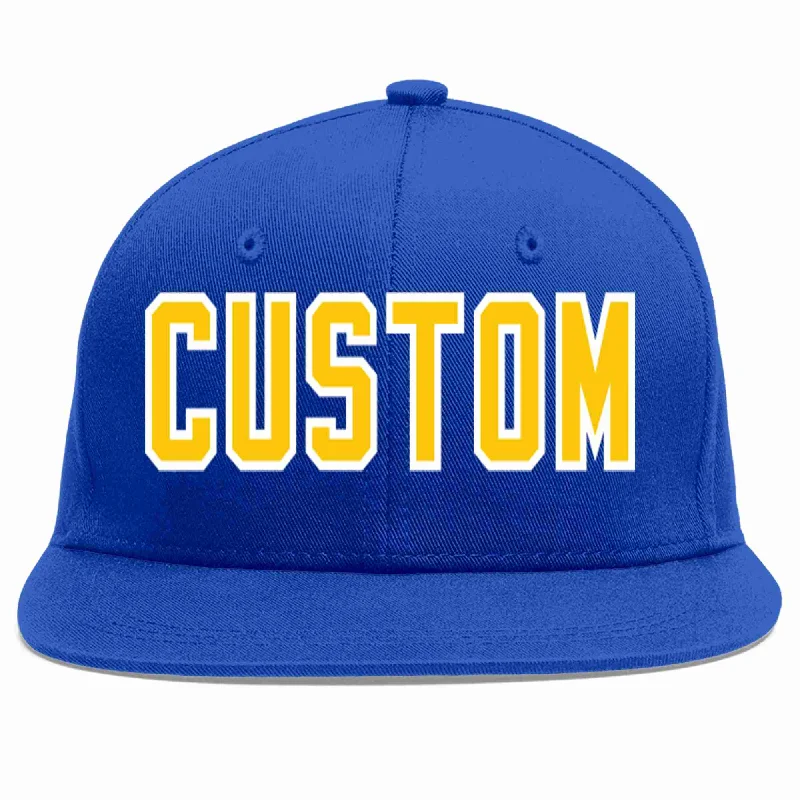 Fitted Baseball Cap-Custom Royal Gold-White Casual Sport Baseball Cap