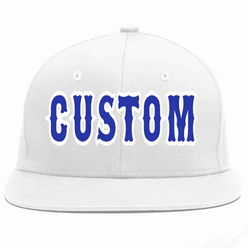 Rock Style Baseball Cap-Custom White Royal-White Casual Sport Baseball Cap