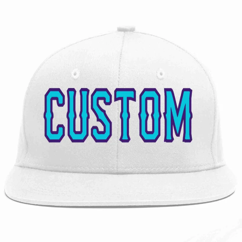 Designer Baseball Cap-Custom White Light Blue-purple Casual Sport Baseball Cap