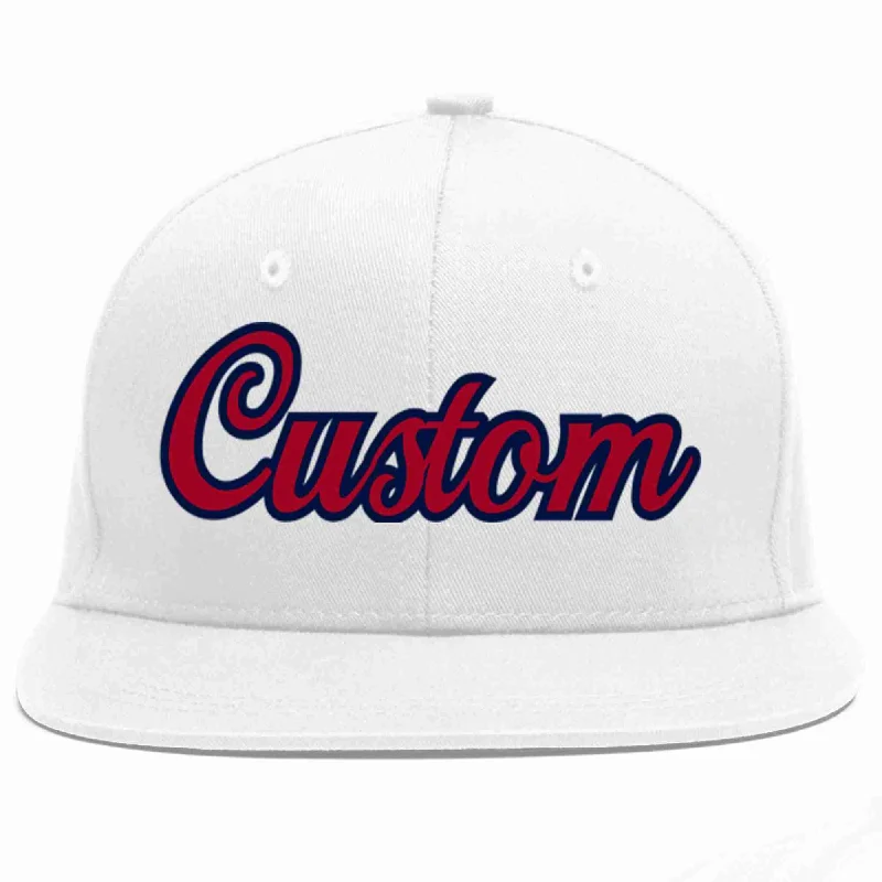 Two Tone Baseball Cap-Custom White Red-Navy Casual Sport Baseball Cap