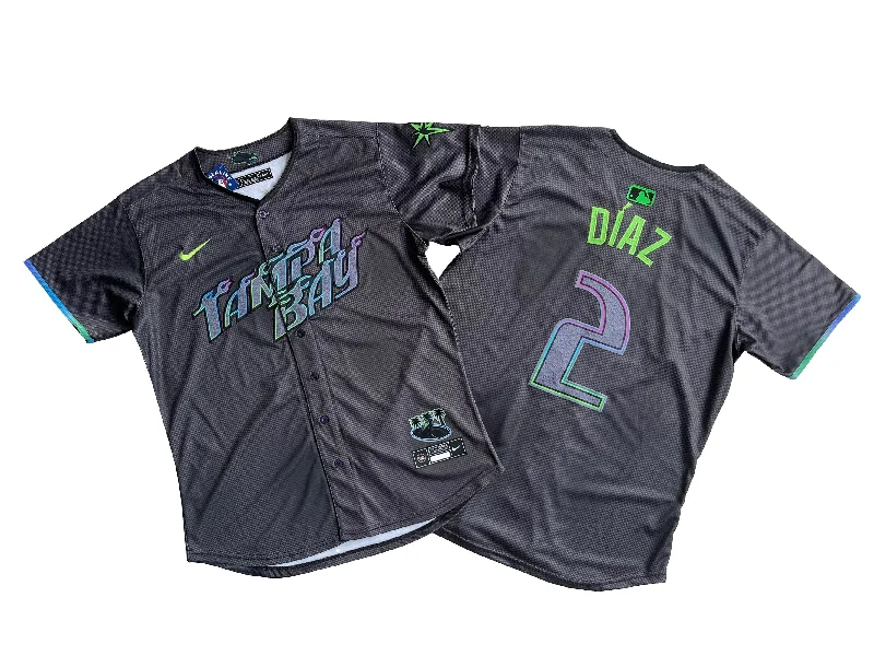 Pinstripe Baseball Jersey-Men's Tampa Bay Rays Yandy Diaz #2 Charcoal 2024 City Connect Limited Player Jersey