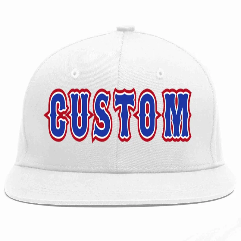 Skateboarding Baseball Cap-Custom White Royal-White Casual Sport Baseball Cap