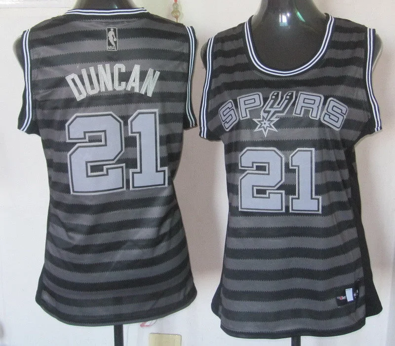 Green Basketball Jersey-Spurs 21 Duncan Groove Swingman Women Basketball Jersey