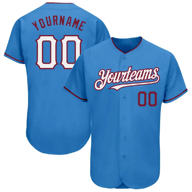 Green Baseball Jersey-Custom Powder Blue White-Crimson Authentic Baseball Jersey