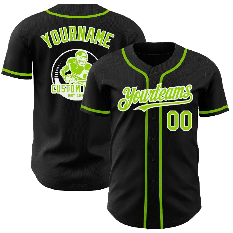 Sustainable Baseball Jersey-Custom Black Neon Green-White Authentic Baseball Jersey