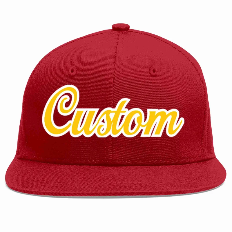 Urban Style Baseball Cap-Custom Red Gold-White Casual Sport Baseball Cap