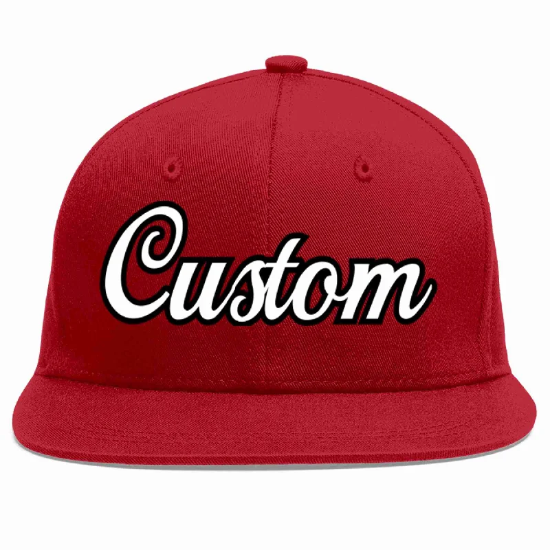 Soccer Team Baseball Cap-Custom Red White-Black Casual Sport Baseball Cap