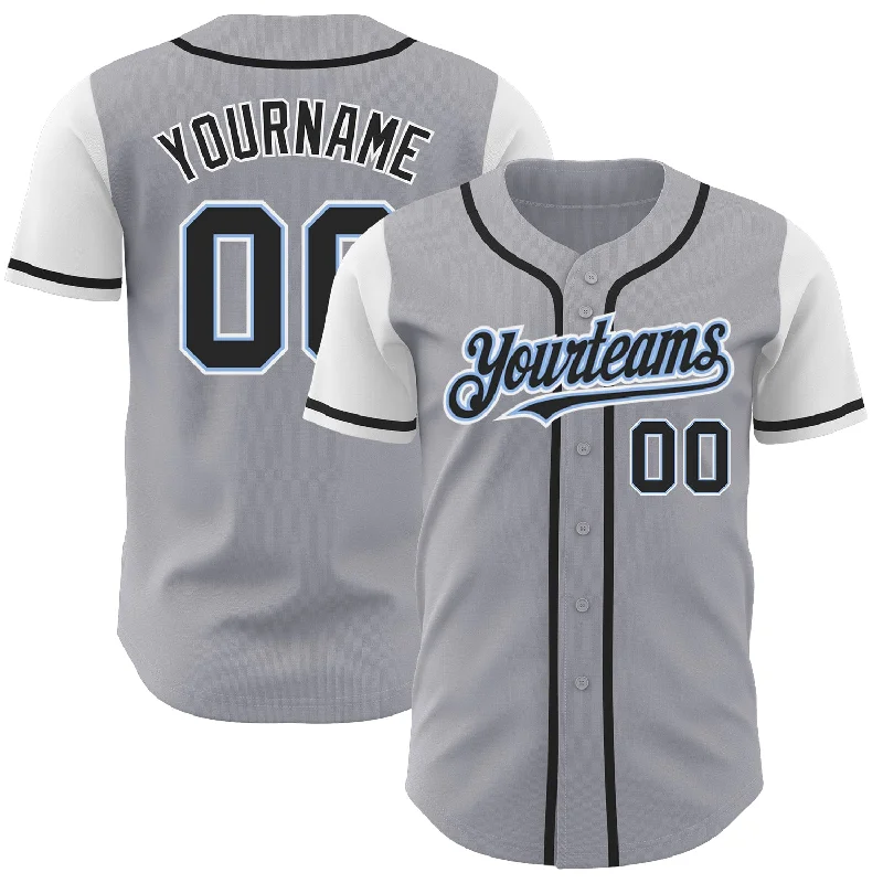 Orange Baseball Jersey-Custom Gray Black-Light Blue Authentic Two Tone Baseball Jersey