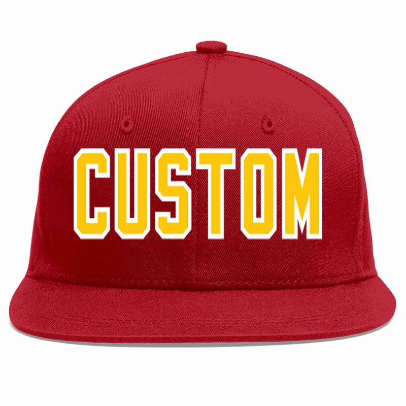 Sustainable Baseball Cap-Custom Red Gold-White Casual Sport Baseball Cap