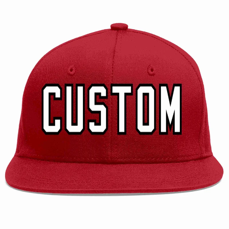 Unstructured Baseball Cap-Custom Red White-Black Casual Sport Baseball Cap