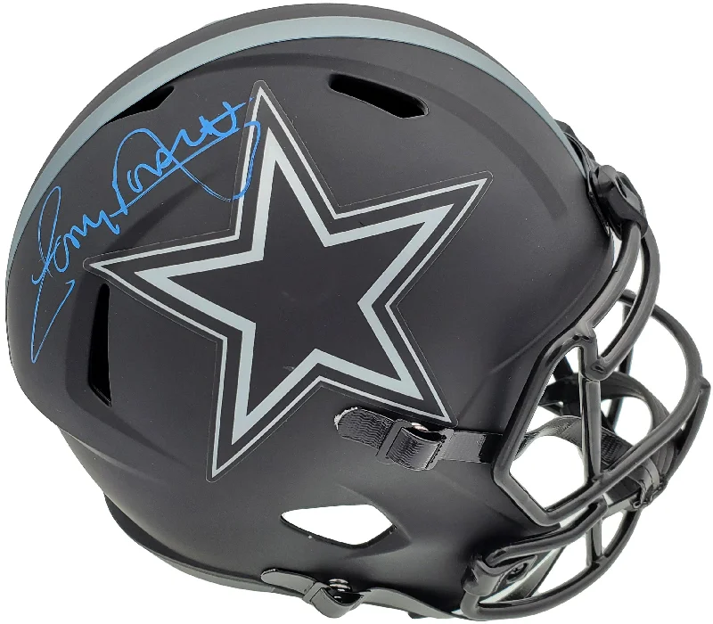 Protective Football Helmet-Tony Dorsett Autographed Eclipse Black Dallas Cowboys Full Size Speed Replica Helmet Beckett BAS Stock #185836