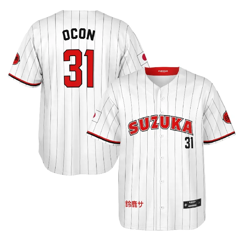 Maroon Baseball Jersey-Ocon - Suzuka City Jersey