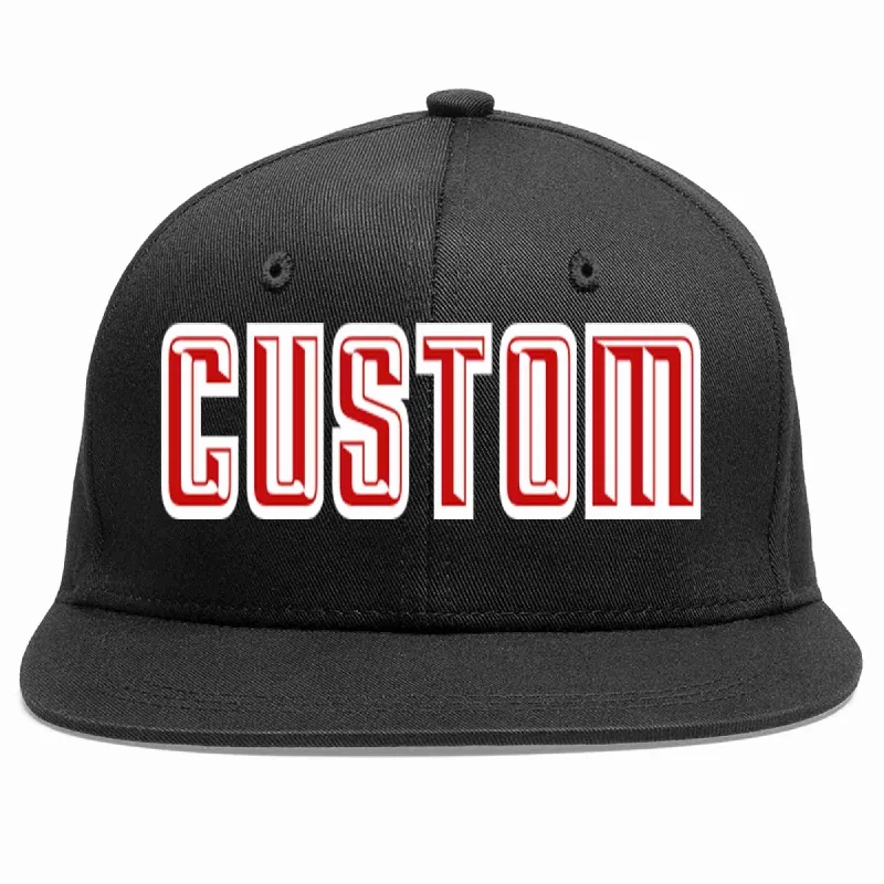 UV Protection Baseball Cap-Custom Black Red-White Casual Sport Baseball Cap