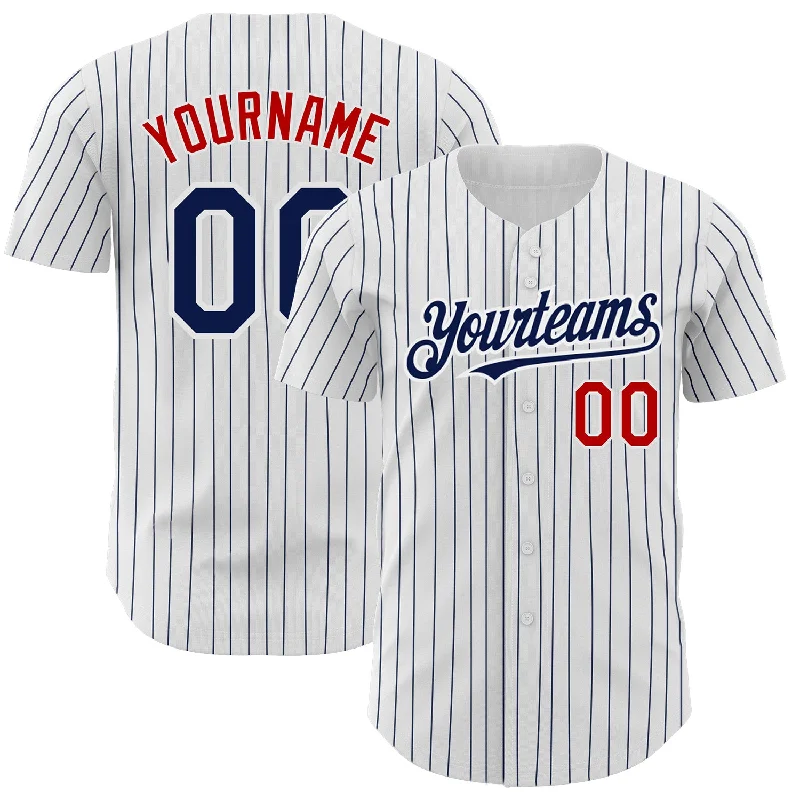 Purple Baseball Jersey-Custom White Navy Pinstripe Red Authentic Baseball Jersey