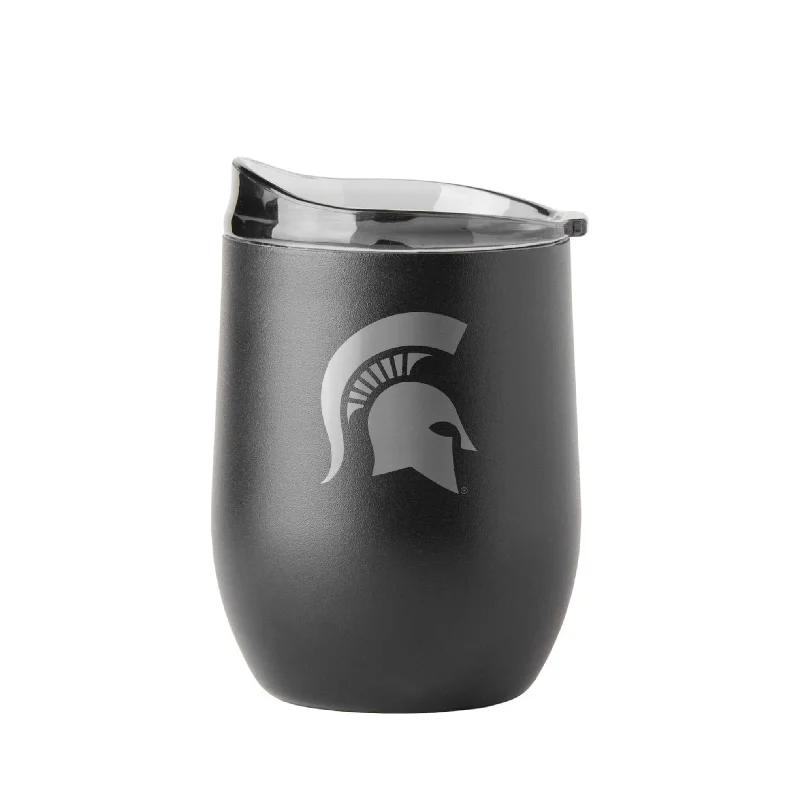 Mini Team Mug-Michigan State 16oz Etch Black Powder Coat Curved Beverage