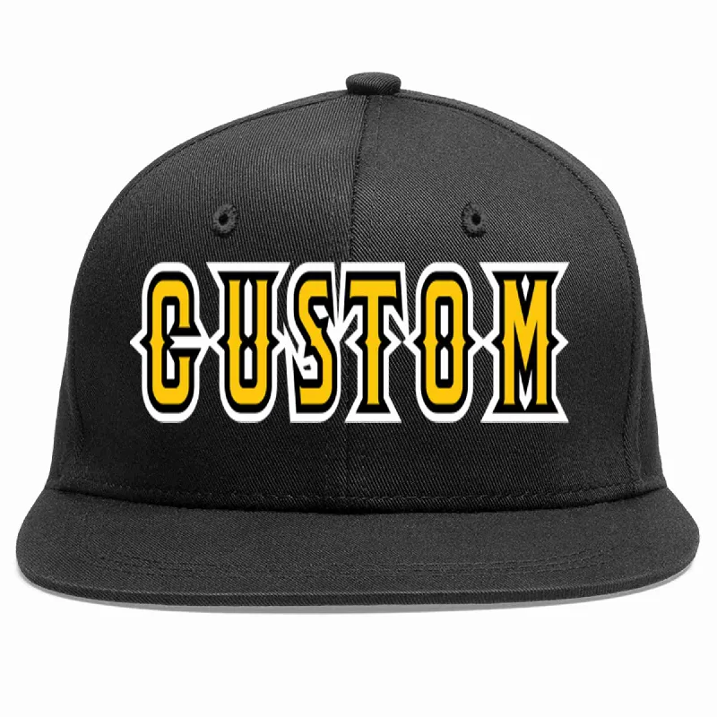 Metallic Baseball Cap-Custom Black Gold-Black Casual Sport Baseball Cap