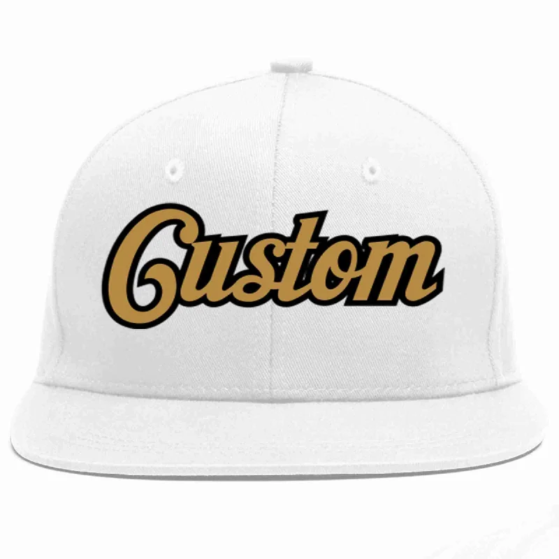 Sustainable Baseball Cap-Custom White Old Gold-Black Casual Sport Baseball Cap