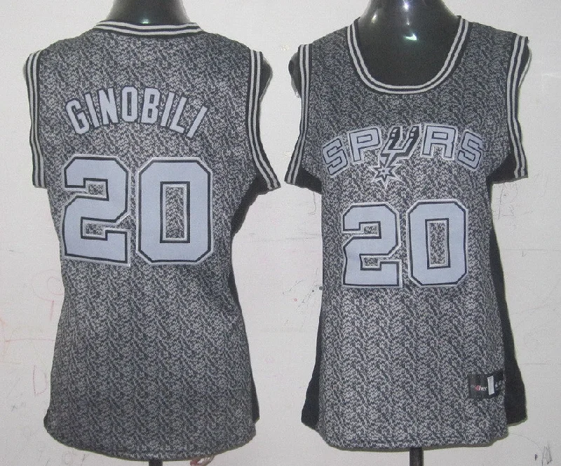 Tournament Basketball Jersey-Spurs 20 Ginobili Grey Static Women Basketball Jersey