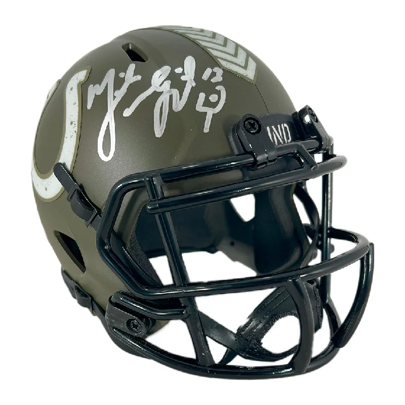 Urban Style Football Helmet-Mike Vanderjagt Signed Indianapolis Colts Salute to Service Mini Football Helmet (JSA)